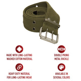 Vintage Double Prong Buckle Belt: Black, Khaki, Olive Drab