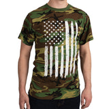 Camo US Flag T-Shirt Woodland Camo