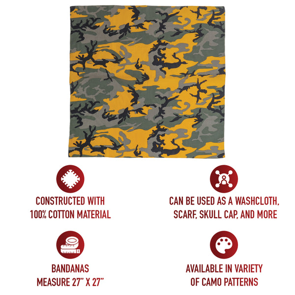 Large Camo Bandana 27 x 27 Inch