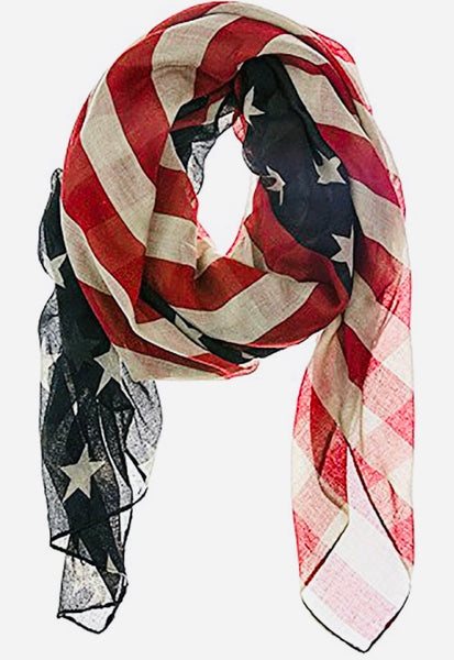 America Flag Scarf Red White Blue