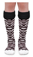 Girls Zebra Cuff Knee High Socks