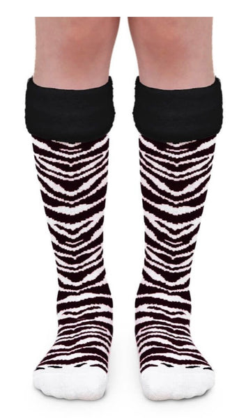 Girls Zebra Cuff Knee High Socks