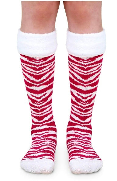 Girls Zebra Cuff Knee High Socks