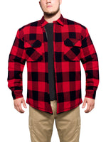 Buffalo Plaid Quilted Lined Jacket - Red