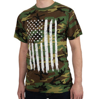 Camo US Flag T-Shirt Woodland Camo