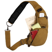 Crossbody Canvas Sling Bag Coyote Brown