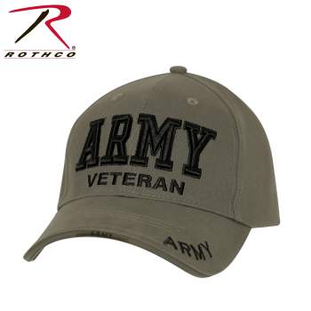 Deluxe Low Profile Military Branch Veteran Cap: Army