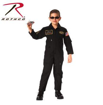 Kid's Flight Coverall With Patches Black