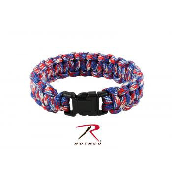Multi-Colored Paracord Bracelet, Red/White/Blue