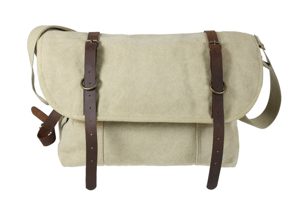 Vintage Canvas Explorer Shoulder Bag With Leather Accents