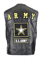 USA Leather Men's Military Army Officially Licensed Black Leather Vest SALE!