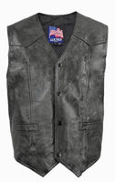 USA Leather Men's Military Army Officially Licensed Black Leather Vest SALE!