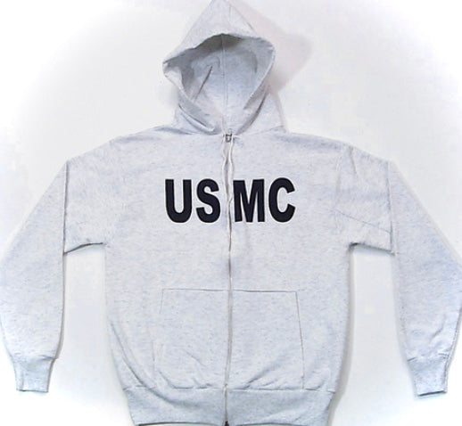 USMC Zip Front Hooded Sweatshirt