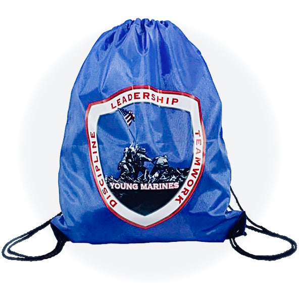 YOUNG MARINES LARGE DRAWSTRING BACKPACK BLUE